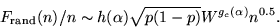 \begin{displaymath}
F_{\rm rand}(n)/n\sim h(\alpha)\sqrt{p(1-p)}W^{g_c(\alpha)}n^{0.5}.
\end{displaymath}