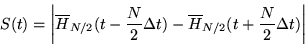\begin{displaymath}
S(t) = \left\vert \overline{H}_{N/2}(t - \frac{N}{2} \Delta t) -
\overline{H}_{N/2}(t + \frac{N}{2} \Delta t) \right\vert
\end{displaymath}