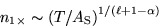 \begin{displaymath}
n_{1\times} \sim \left(T/A_{\rm S}\right )^{1/(\ell+1-\alpha)}
\end{displaymath}
