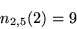 \begin{displaymath}
n_{2,5}(2) = 9
\end{displaymath}